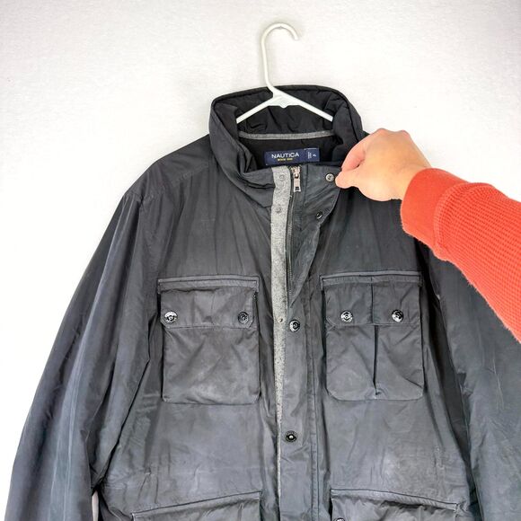 Nautica Mens XL Black Full Zip Utility Jacket Puffer Lined Winter Coat - Picture 6 of 11